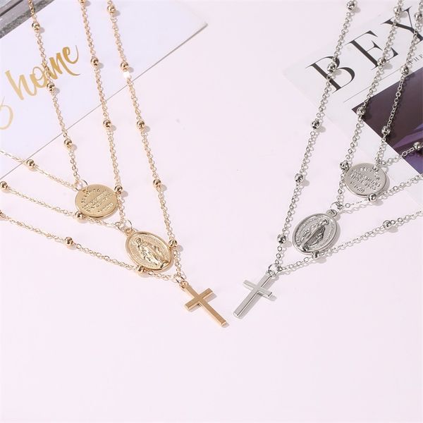 

necklace chain choker women cross necklaces jewelry ladies christian pendant silver color trendy party alloy naszyjnik
