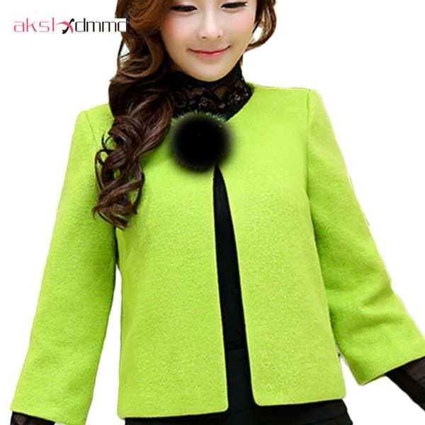 

akslxdmmd 2019 new arrival autumn jacket women fashion short cashmere coat woman three quarter woolen coat dx286, Black