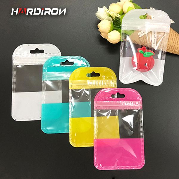 

hardiron 7x11cm colorful double-sided transparent mini zipper bag for jewelry anti-oxidation with mounting hole packaging