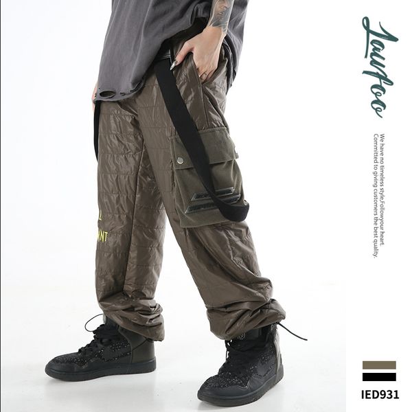 

lawfoo2020 national trends origional autumn and winter new products popular brand men's wear stripes bread cotton suspender pant, White;black