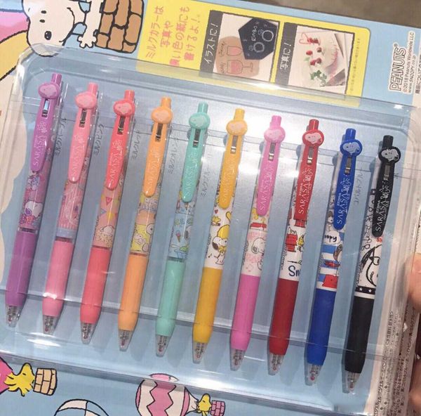 

10pcs/set 0.5 mm colorful zebra snoopy limited milk color gel pen jj15 sarasa for student writing neutral pen stationery