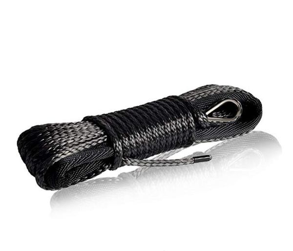 

4mm x 20m black synthetic winch rope string line 12 strand off-road uhmwpe cable towing rope with sleeve for atv/utv/suv/4wd