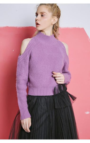 

women off-the-shoulder slim sweater women's autumn new wild solid half-high collar sweater women streetwear fashion hot, White;black