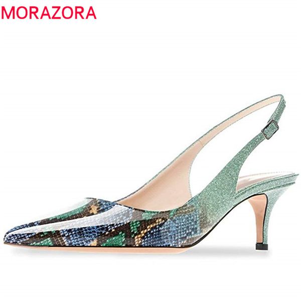 

morazora 2019 new arrival pumps women shoes pointed toe summer shoes stiletto heels party woman, Black