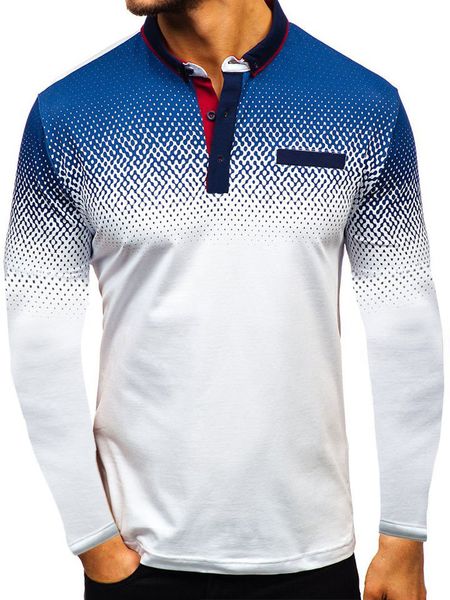 

mens designer t-shirt explosion printing long-sleeved t-shirt polo shirt mens fashion lapel shirts mens luxury casual clothing, White;black