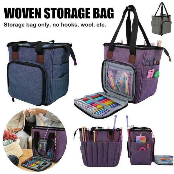 

portable knitting bag high capacity crochet knitting tool storage bag case
