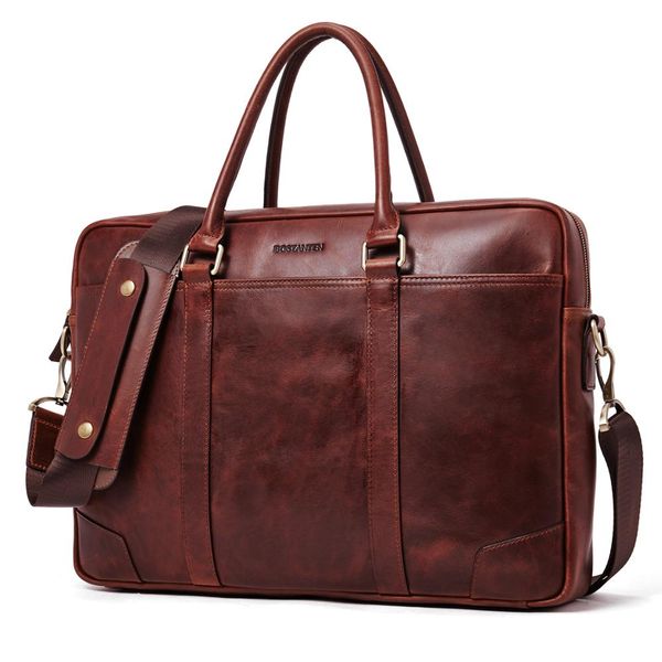 

bostanten genuine leather men briefcase vintage messenger business bags 15.6 inch laphandbag for men brown