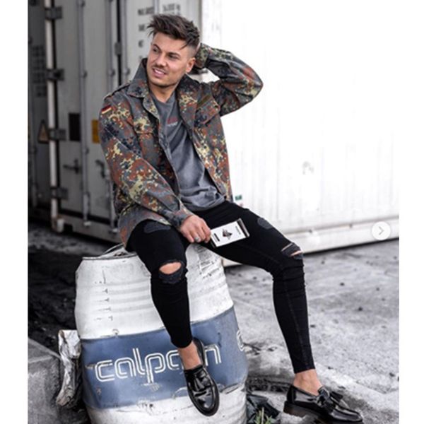 

черные брюки карандаш мужские весенние рваные драпированные джинсовые брюки подросток мальчик уличные джинсы, Blue