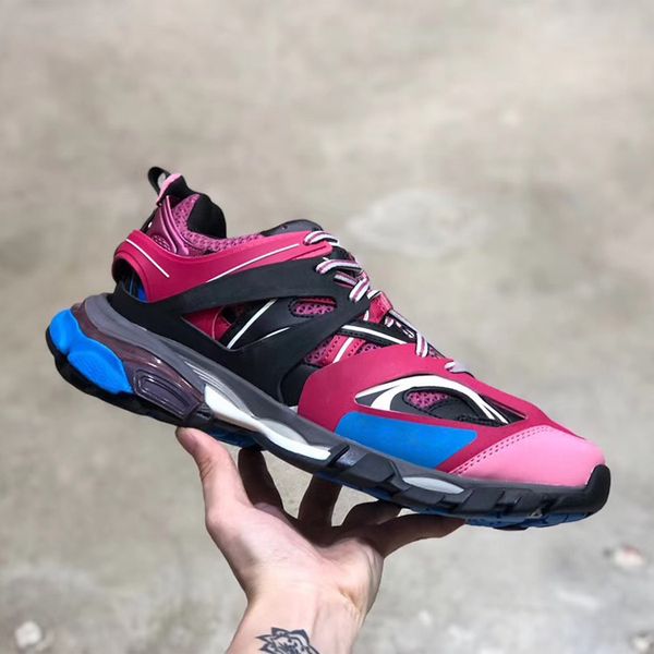 

with shoe box 2019 track trainers shoes new color men women comfortable breathable mesh nylon cloth track designer shoes size 36-45, Black