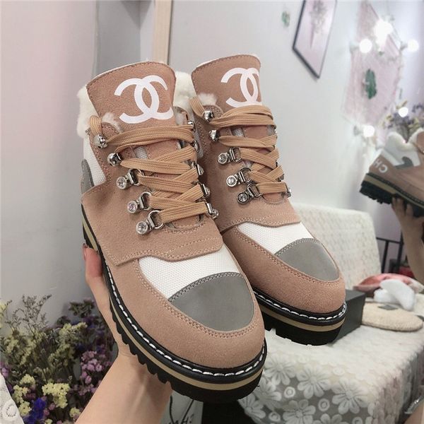 

fast delivery platform couple martin short boots fashion wild plus velvet thick men and women luxury boots size 39-45 01, Black