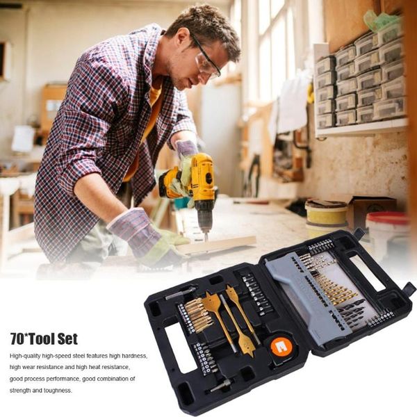 

70pcs twist drill bit set multi-bit repair tool kit for wood metal cement drilling and screw driving