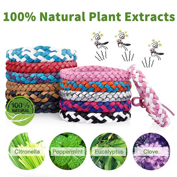 

sale summer mosquito repellent bracelet kids women anti-mosquito wristband pu braid insect repellent band pest control bug bracelet a5904, Red;brown