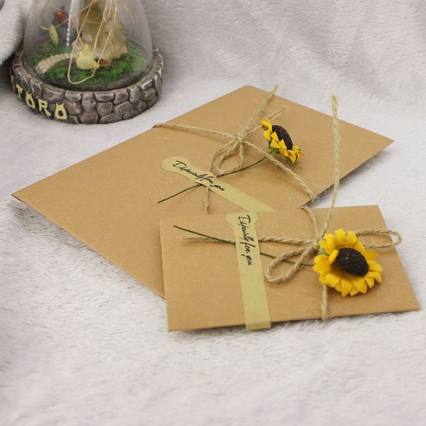 

envelope continental sen dry flower diy kraft paper card birthday festival party holiday gift card retro blessing greeting