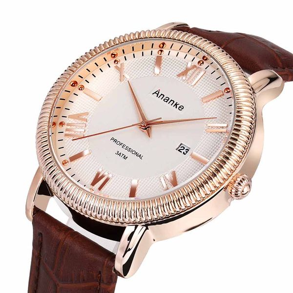 

new leather fashion men watches analog quartz wristwatches 30m waterproof chronograph sport date leather band watches montre homm, Slivery;brown