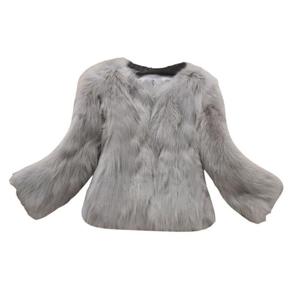 

new winter o neck slim coat faux fur warm female winter outerwear solid three quarter sleeve jacket pullover wholesale w3, Black