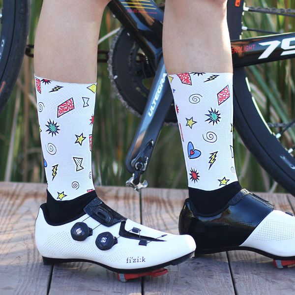 

2019 knee-high breathable wear resistant outdoor sports hiking cycling running socks calcetines ciclismo for men women, Black