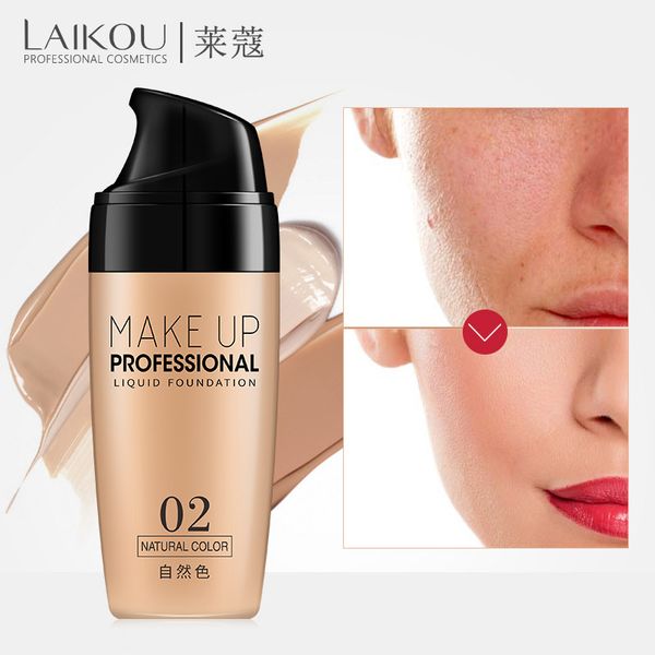 

laikou professional full coverage liquid foundation face base makeup natural color concealer whitening lasting primer makeup