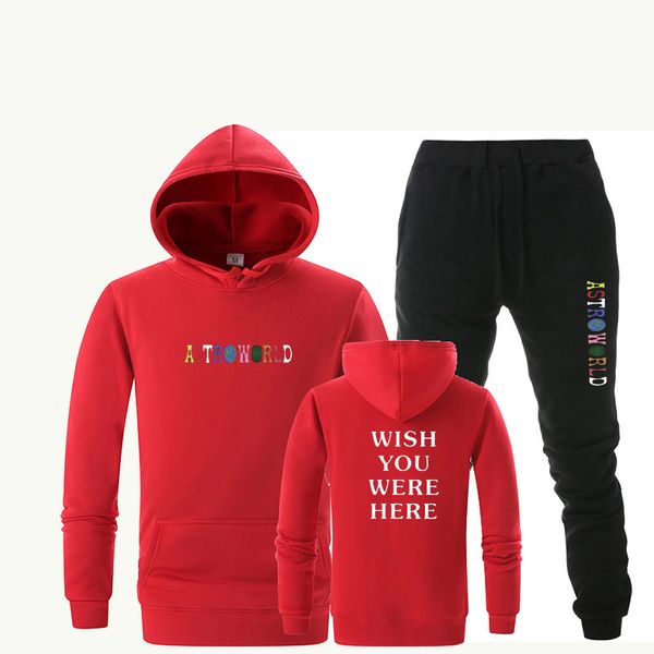 

New tracksuit Men Hoodies Suit ASTROWORLD Fleece Sweatshirt Suit Hoodie Sweatpants Set Jogging Homme Tracksuit Survetement Hommes Tracksuts