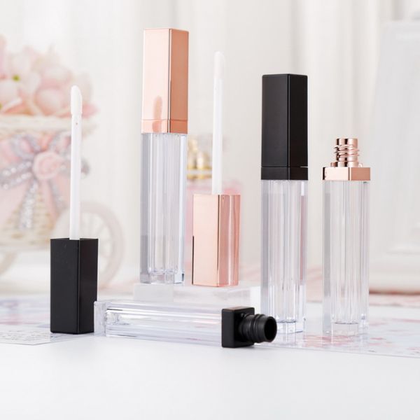 

5ml lips gloss containers bottle empty square lipgloss tube makeup lip oil container plastic tubes black rose gold