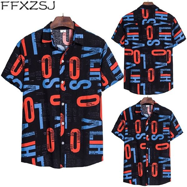 

men's new summer linen short sleeve print casual business slim stylish beach play alphabet hawaiian shirt european size xxxl, White;black