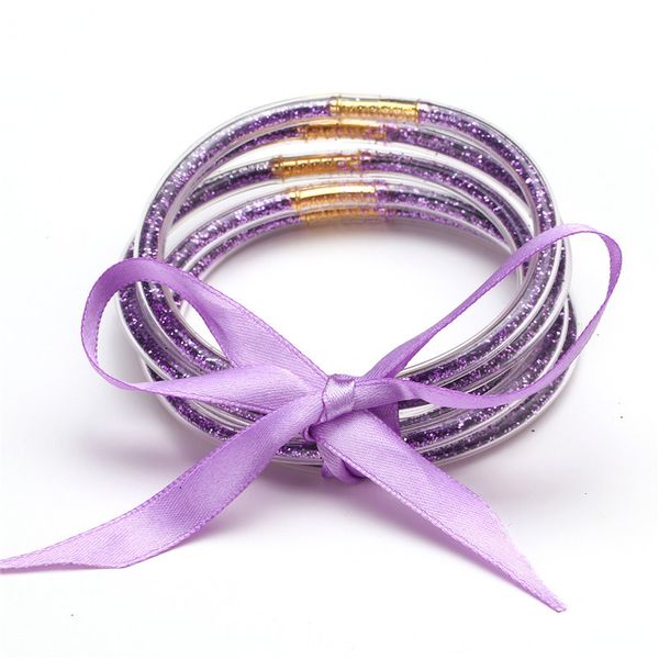 

flash-filled bracelet glitter jelly bracelets glitter filled silicone round bangle christmas halloween party bangles, Black