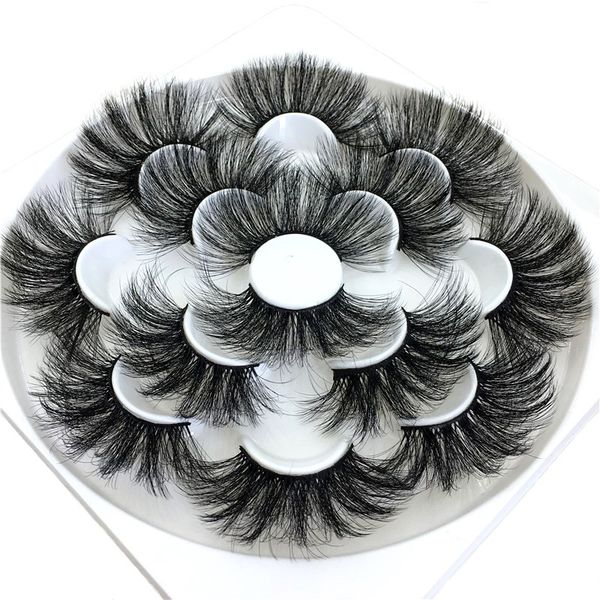 

7pairs 25mm 8d thick long mink false eyelashes wispies fluffy dramatic eye lashes handmade multilayered eyelash makeup tools