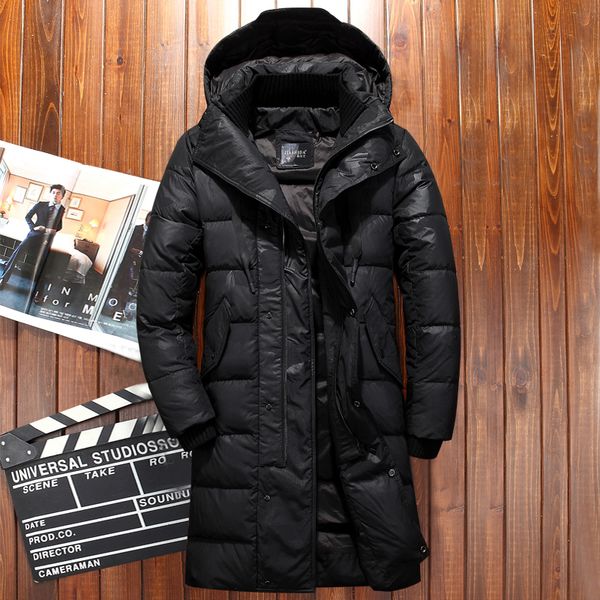 

30 degree russia winter jacket for men extra thick wind breaker long coat men camouflage men's white duck down jacket snow coat, Black