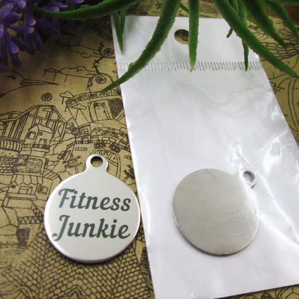 

40pcs--"fitness junkie"stainless steel charms more style for choosing diy charms pendants for necklace, Bronze;silver