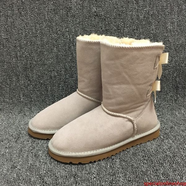 

designer fashion women s snow boots 2-bow back decoration australian style cow suede winter lady outdoor boots brand ivg