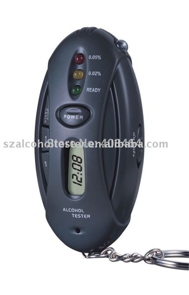 

10 pieces mini led alcohol tester with keychain, clock display - patent ing