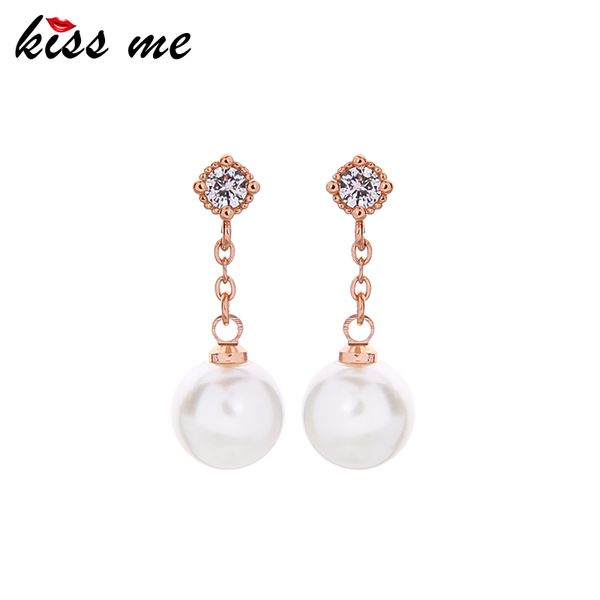 

kissme zircon drop earrings for women wedding acrylic pearl rose gold color earrings 2020 new fashion jewelry accessories, Silver