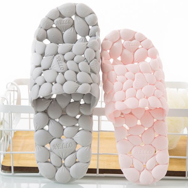 

women summer pvc home slippers lovers hollowed out love soft bottom flip flops indoor men's korean bathroom slippers, Black
