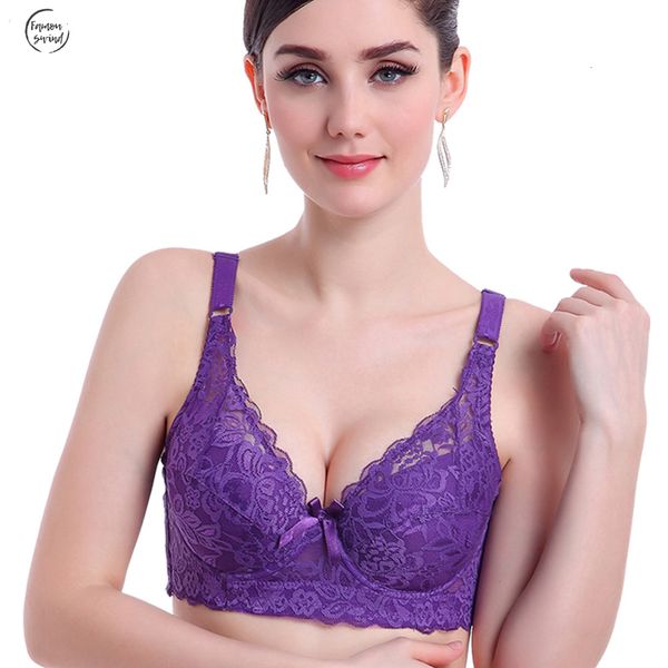 

плюс женских бюстгальтеры размер push up ultra thin sexy косточки покрытие цветок регулируемое intimates bowknot полного белье, Red;black