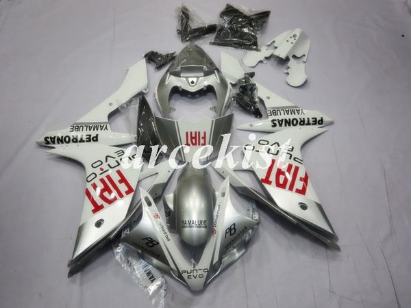 

new abs injection mold fairing kits for yamaha yzf-r1 2007 2008 07 08 r1 custom white silver