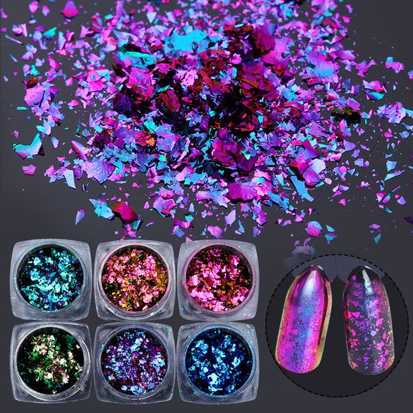 

0.2g chameleon effect yucca flake for nails sequins mirror glitter powder chrome pigment paillettes glitter for nails dust, Silver;gold