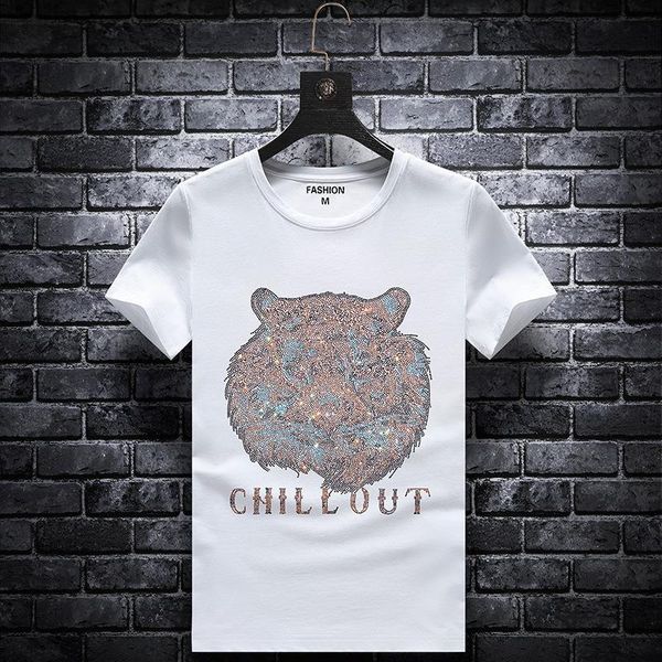 

2020 fashion designer short t-shirt european style men's round neck t-shirt 100% cotton short-sleeved men's clothes, White;black