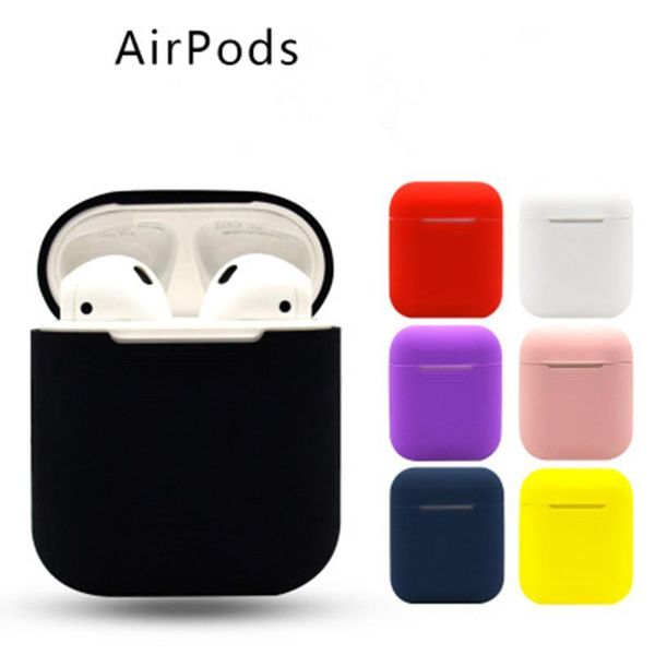 

new arrival silicone protective case for apple airpods true wireless headset protective shockproof pouch with anti-dust plug opp bag package