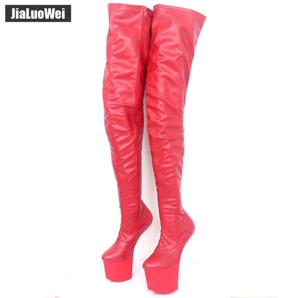 

jialuowei women boots 20cm super high heel heelless fetish female over-knee boots no-heel new design platform unisex, Black