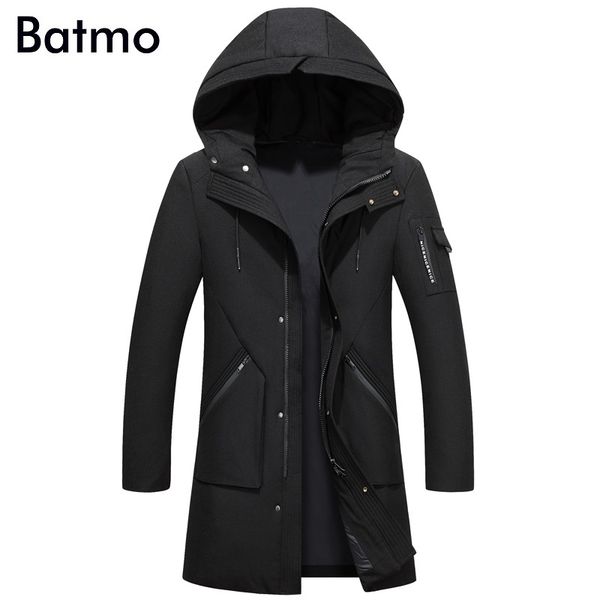 

batmo 2018 new arrival winter white duck down black hooded long jacket men,army green men's coat,plus-size f618