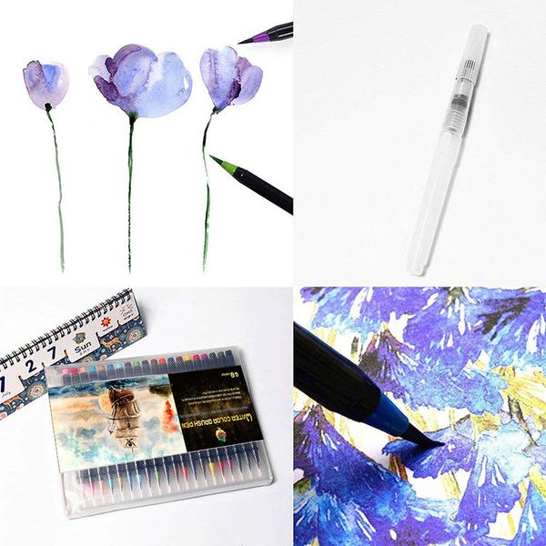 

watercolor brush pens 48 color 1 water brush school art marker drawing coloring manga marker calligraphy pen
