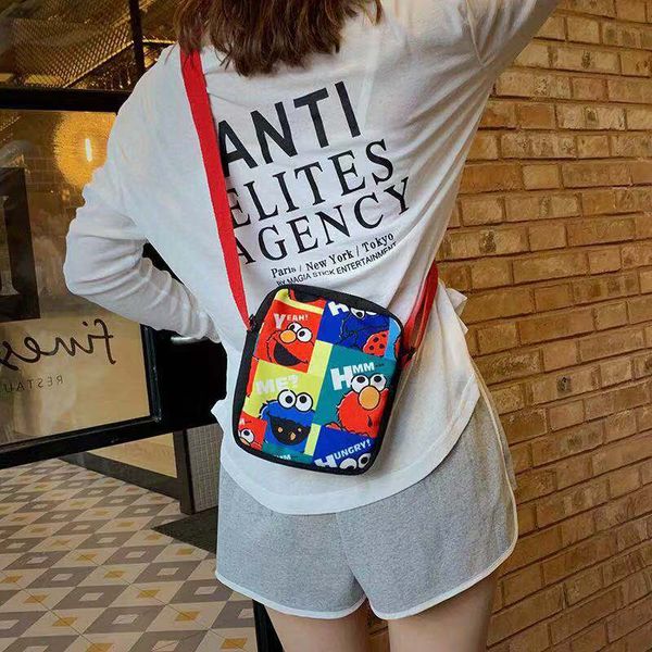 

fashion street bag canvas shoulder bag with adjustavle straps cartoon patterns crossbody bags cloth handbags