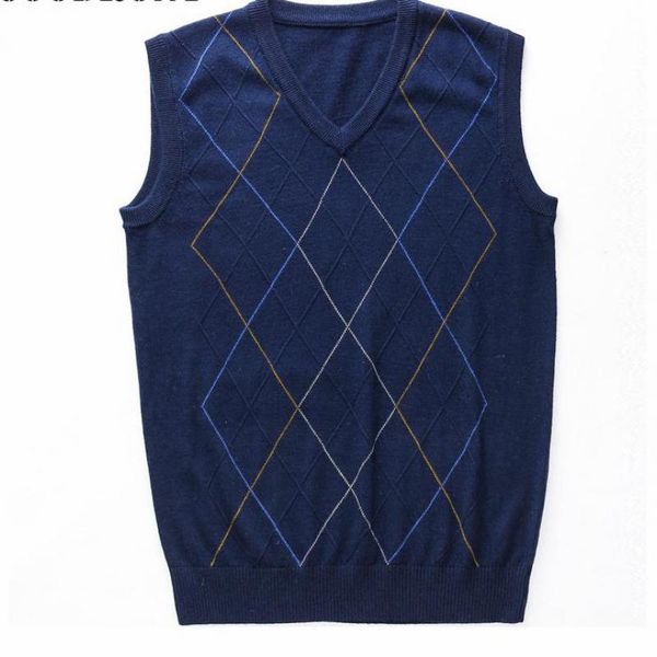 

2019 casual v-neck sleeveless vest men clothes autumn winter new arrival knitted cashmere wool sweater vest, Black;white