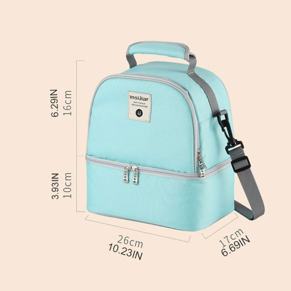 

thermal insulated baby bottle breast pump cooler bag double layer lunch backpack 63hc