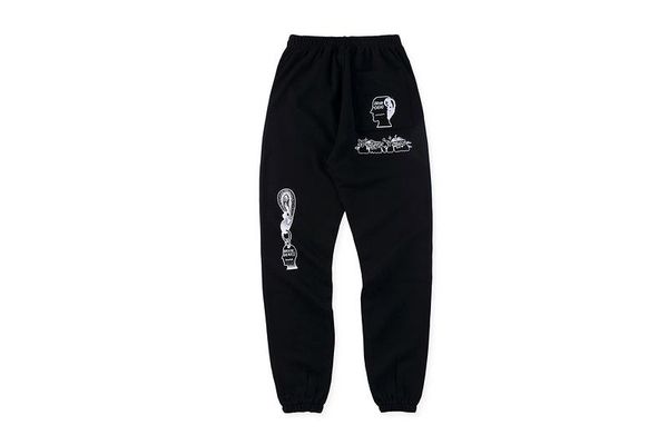 

brain dead густаво sweatpants мужские флис дизайнерские pantalones карандаш брюки повседневные брюки скейтборд, Black