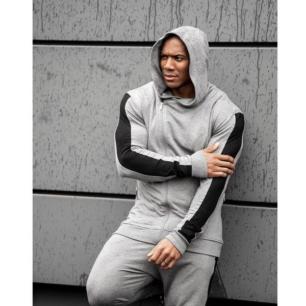 

jogging suits for men sport suit fitness set long sleeve zipper night running set training suit tightness clothing gym wear men, Black;blue