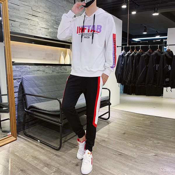 

мужская повседневная спортивный костюм с капюшоном мода осень пот ман сити tracksuit беговая homme дорожки мужчины 2 шт эпикировка хлопок hh, Gray