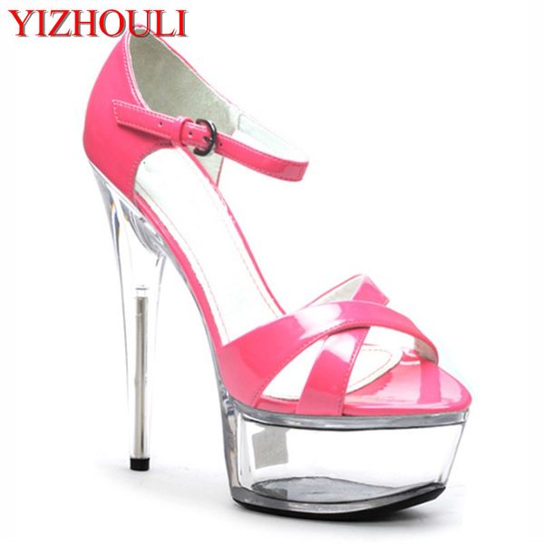 

the same style of women's fashion hollow out sandals, 15cm stiletto summer stage show sandals, Black