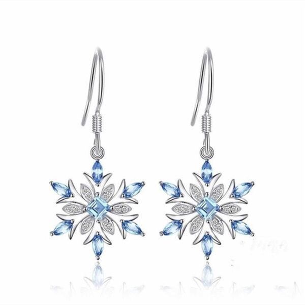

rongxing light blue crystal zircon snowflake drop earrings for women 925 silver filled cz stone dangle earring christmas jewelry