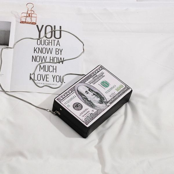

chic dollar print box women shoulder bags designer chains crossbody bag luxury pu leather small square purses ladies clutch bag cs04