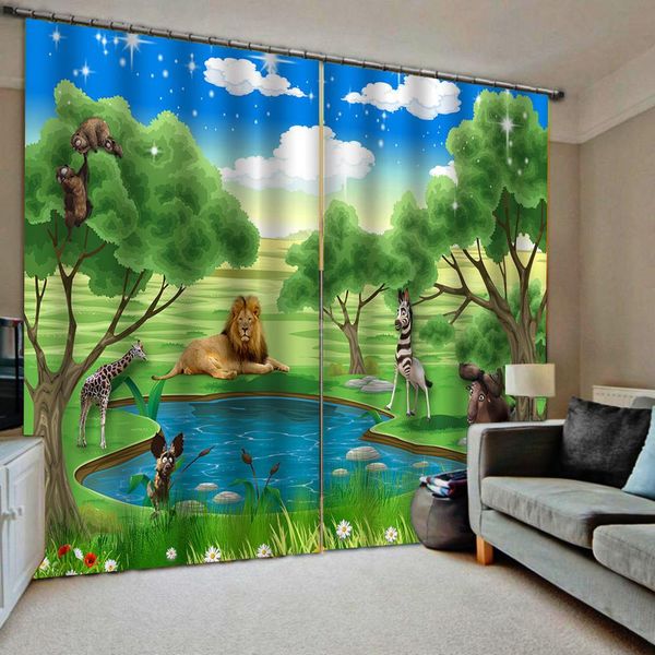 

aniaml 3d curtains living room bedroom drapes cortinas customized size green curtains nature scenery curtain